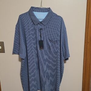 Men's Navy Striped Button Down Shirt